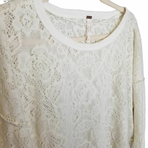 Free People Not Cold In This Floral Knit Lace Top XS Fairycore Cottagecore Boho - Picture 6 of 10